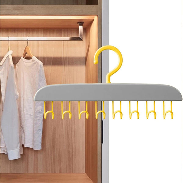 Plastic Organizer Hanger 360 Degree Rotatable Clothes Multifunctional with 8 Hooks Heavy Duty Clothing Tank Top Belt Towel Drying Rack Holder (1 pc)