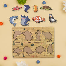 Seawater Animal Wooden Puzzle Learning Educational Board (1 Set)