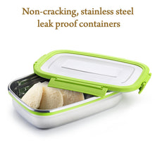 Stainless steel lunch pack for office and school, with secure closures