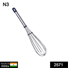 Close-up of 10-inch stainless steel whisk for beating eggs