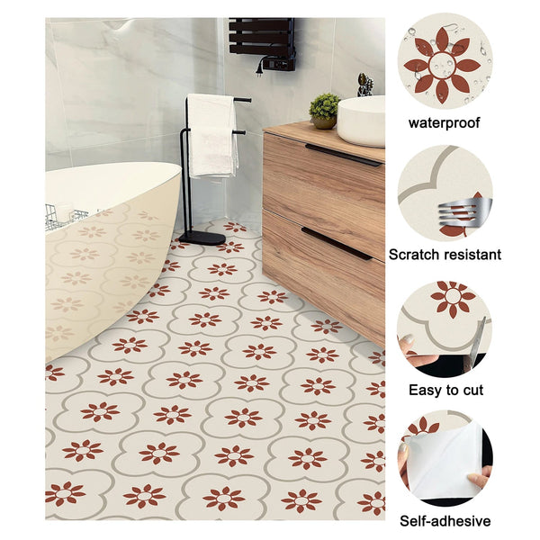 Peel and Stick Floor Tiles Kitchen / Bathroom Backsplash Sticker Detachable Waterproof DIY Tile Stickers for Wall Decoration Tiles Home Decoration (8x8 Inch / 10 Pcs Set)