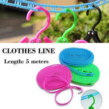 Clothesline drying rope with hooks, made of nylon