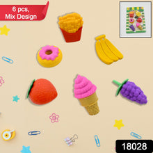 3D Food Fancy & Stylish Colorful Erasers, Mini Eraser Creative Cute Novelty Eraser for Children Different Designs Eraser Set for Return Gift, Birthday Party, School Prize (1 Set / Mix Design & Color)